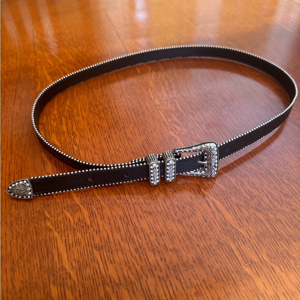 The Kooples Black Belt with Silver Accents